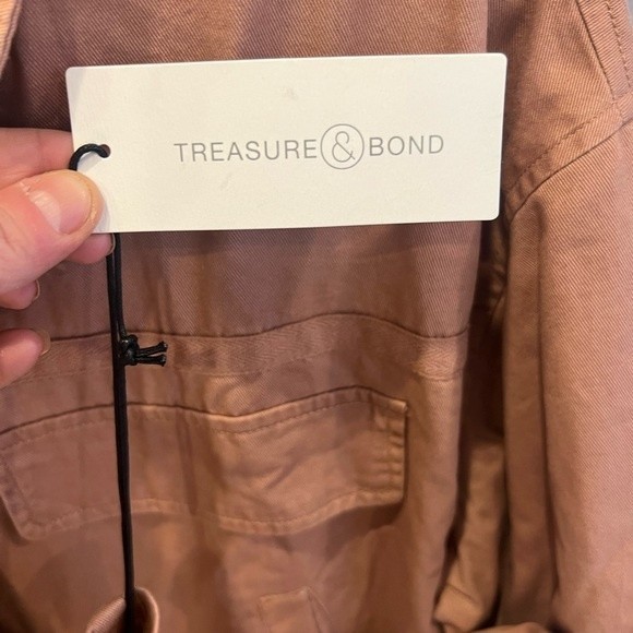 NEW TREASURE & BOND Collared Lightweight Utility jacket in Coral mauve- sz XL - Picture 3 of 5